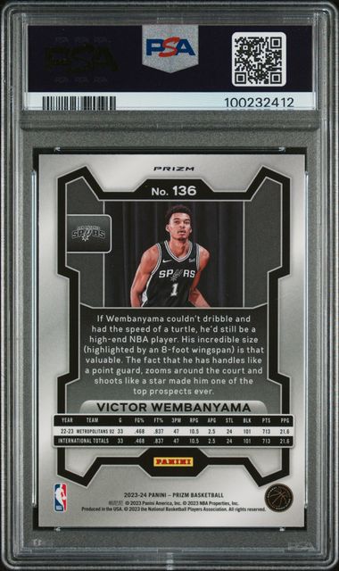 2023-24 Panini Prizm Orange Ice #136 Victor Wembanyama PSA 10 (Rookie) | Eastridge Sports Cards