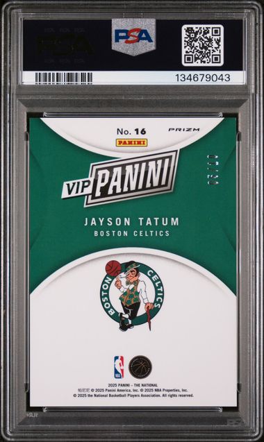 2025 Panini The National VIP Gold #16 Jayson Tatum #05/10 PSA 9