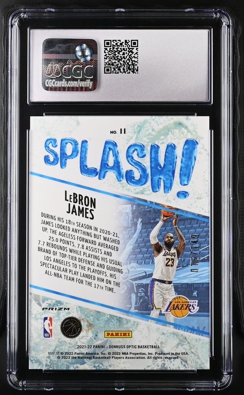 2021-22 Donruss Optic Splash! Lime Green #11 LeBron James #016/149 CGC 7