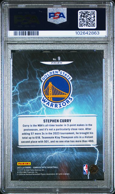 2023-24 Donruss Optic Raining 3s Holo #9 Stephen Curry PSA 10