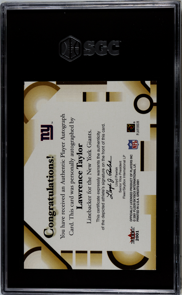 2001 Fleer Greats of the Game Autographs Lawrence Taylor SGC 8 (Auto 10) | Eastridge Sports Cards