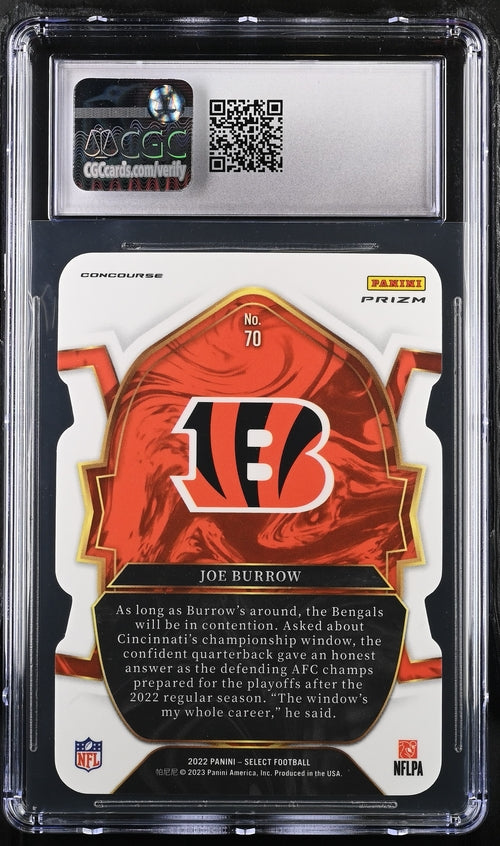 2022 Panini Select Red & Blue Die-Cut #70 Joe Burrow CGC 9.5