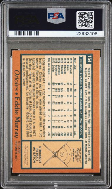 1978 O-Pee-Chee #154 Eddie Murray PSA 9(OC) (Rookie) | Eastridge Sports Cards