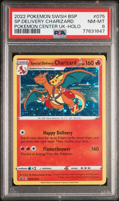 2022 Pokemon Pokemon Center UK Promo #075 Special Delivery Charizard- Holo PSA 8