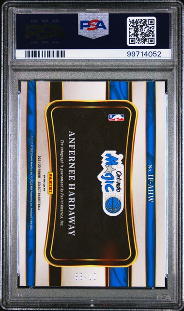 2021-22 Panini Select In Flight Signatures Neon Green Prizm #IFAHW Anfernee Hardaway #27/99 PSA 9