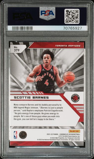 2021-22 Panini Chronicles XR Red #379 Scottie Barnes #116/149 PSA 10 (Rookie)