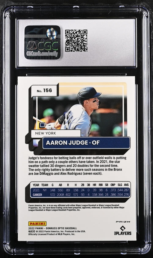 2022 Donruss Optic Holo #156 Aaron Judge CGC 9.5