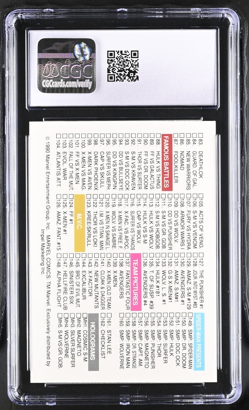 1990 Impel Marvel Universe Series 1 #162 Checklist CGC 8