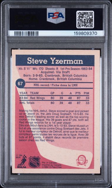 1984-85 O-Pee-Chee #67 Steve Yzerman PSA 8 (Rookie)