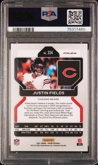 2021 Panini Prizm Light Blue Prizm #334 Justin Fields PSA 10 (Rookie)