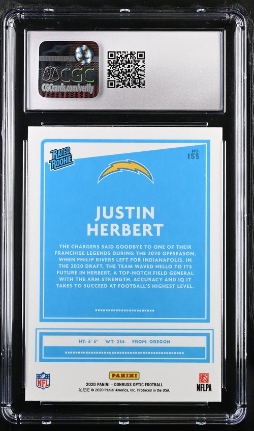 2020 Donruss Optic #153 Justin Herbert CGC 8 (Rookie)