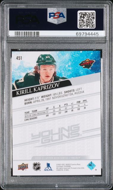 2020-21 Upper Deck #451 Kirill Kaprizov PSA 10 (Rookie)