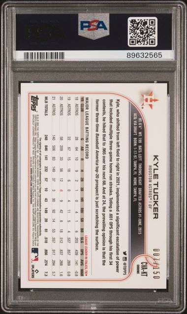 2022 Topps Chrome Veteran Autograph Blue Refractor #CVAKT Kyle Tucker #007/150 PSA 9
