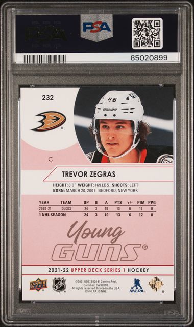 2021-22 Upper Deck Exclusives #232 Trevor Zegras #026/100 PSA 9 (Rookie) | Eastridge Sports Cards