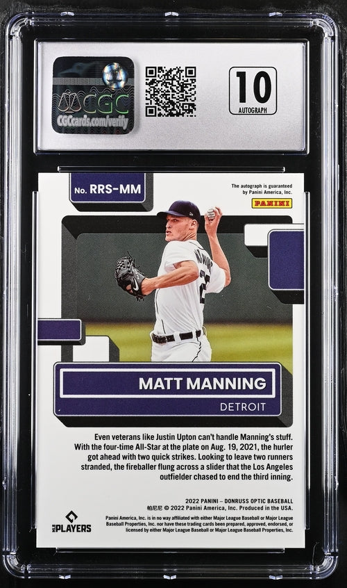 2022 Donruss Optic Rated Rookie Signatures #RRS-MM Matt Manning CGC 10 (Auto 10) (Rookie)
