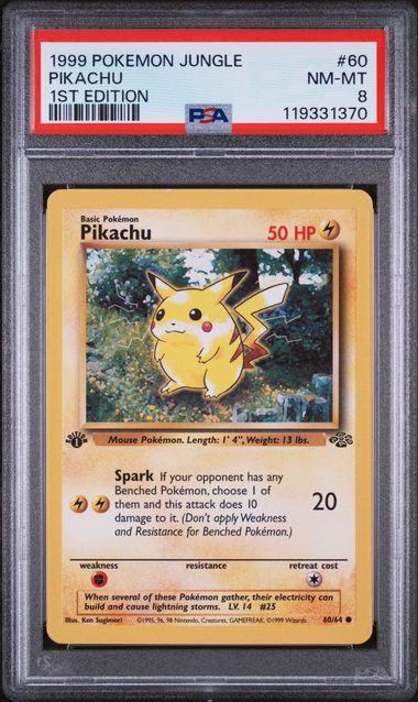 1999 Pokemon Jungle 1st Edition #60 Pikachu- PSA 8