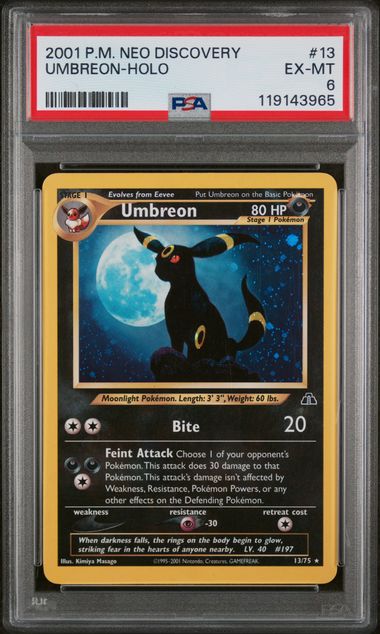 2001 Pokemon Neo Discovery Unlimited #13 Umbreon- Holo PSA 6