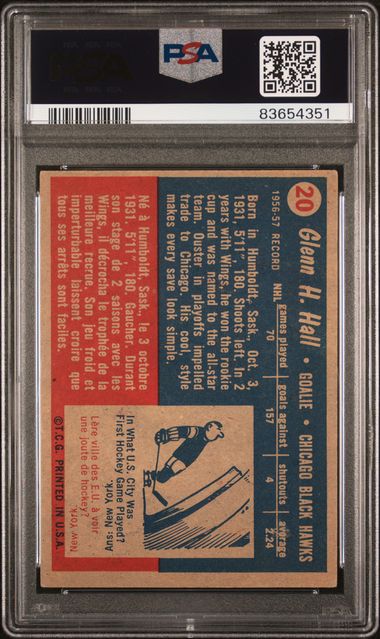 1957-58 Topps #20 Glenn Hall PSA 4 (Rookie) | Eastridge Sports Cards