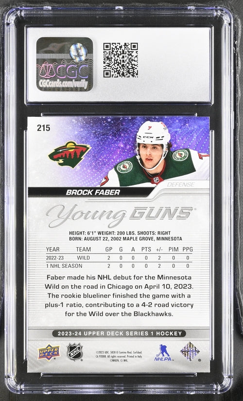 2023-24 Upper Deck #215 Brock Faber CGC 9.5 (Rookie)