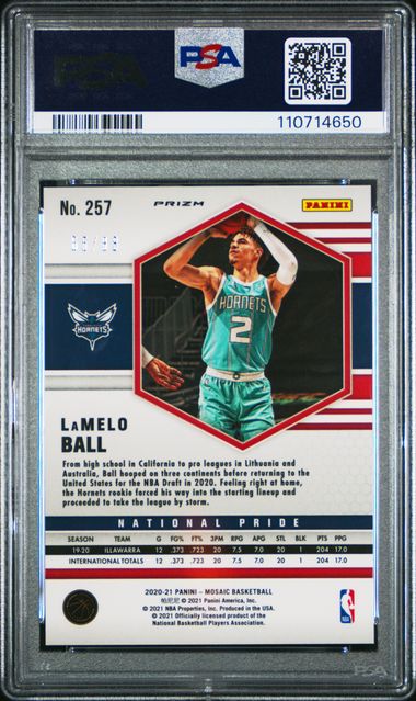 2020-21 Panini Mosaic Fusion Red/Yellow Choice #257 LaMelo Ball #65/88 PSA 9 (Rookie)