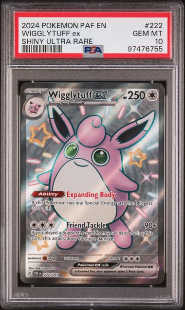 2024 Pokemon Paldean Fates #222 Wigglytuff ex- Shiny Ultra Rare PSA 10