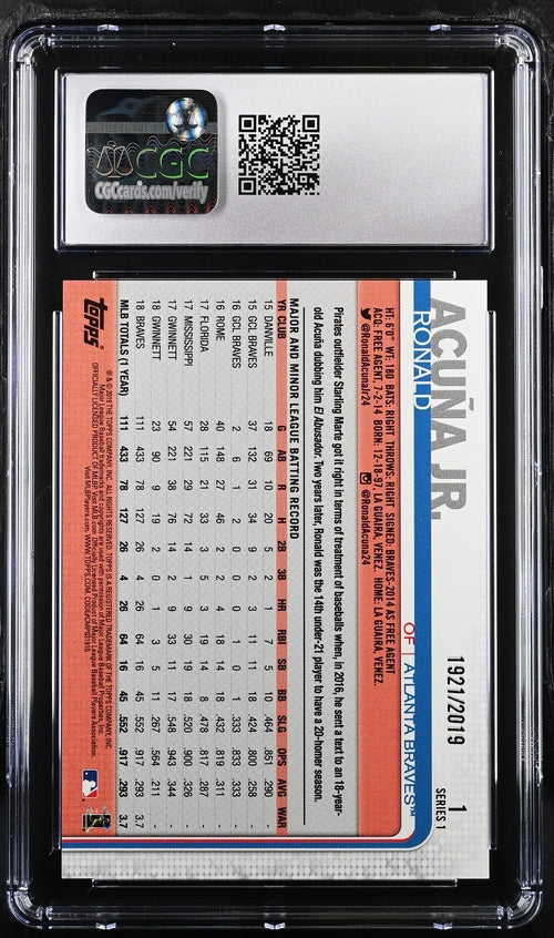 2019 Topps Gold #1 Ronald Acuna Jr. #1921/2019 CGC 10