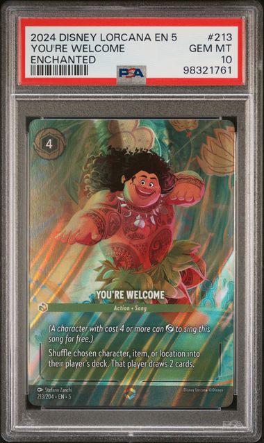 2024 Disney Lorcana Shimmering Skies #213 You're Welcome (Enchanted) PSA 10