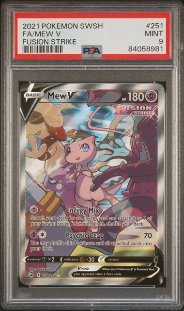2021 Pokemon Fusion Strike #251 Mew V- Full Art PSA 9