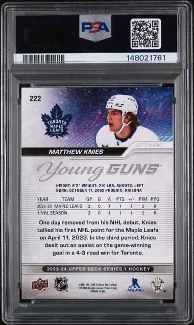 2023-24 Upper Deck #222 Matthew Knies PSA 8 (Rookie)