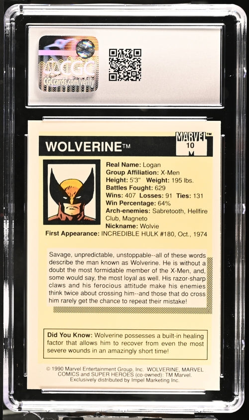 1990 Impel Marvel Universe Series 1 #10 Wolverine CGC 7