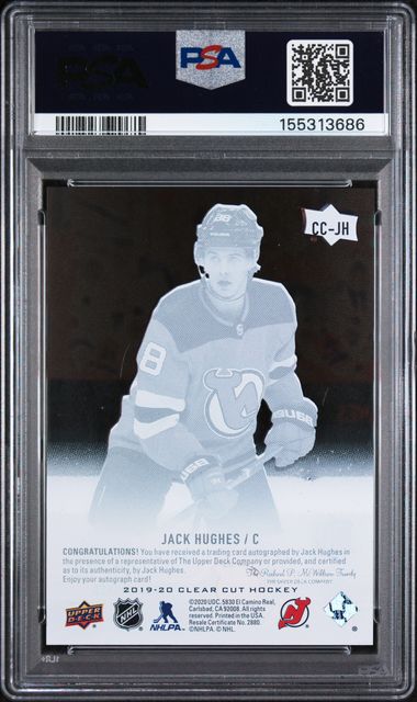 2019-20 Upper Deck Clear Cut Autographs #JH Jack Hughes PSA 10 (Rookie)