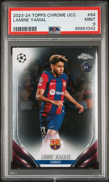 2023-24 Topps Chrome UEFA Club Competitions #67 Lamine Yamal PSA 9 (Rookie)