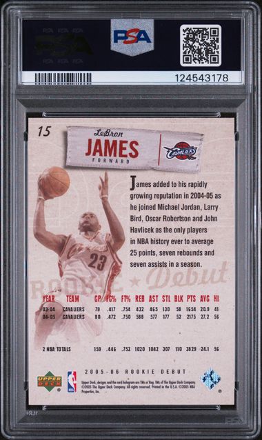 2005-06 UD Rookie Debut #15 LeBron James PSA 10
