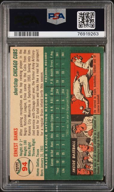 1954 Topps #94 Ernie Banks PSA 4(MC) (Rookie)