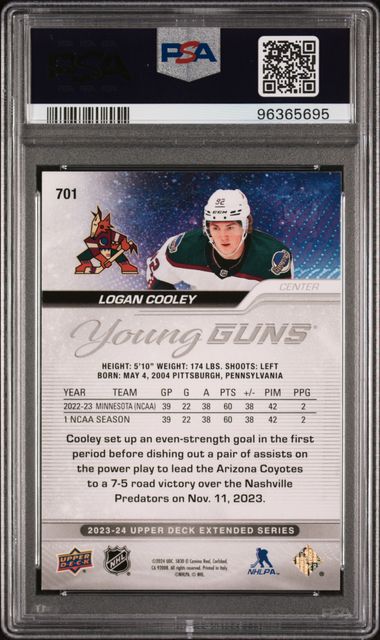 2023-24 Upper Deck #701 Logan Cooley PSA 10 (Rookie)