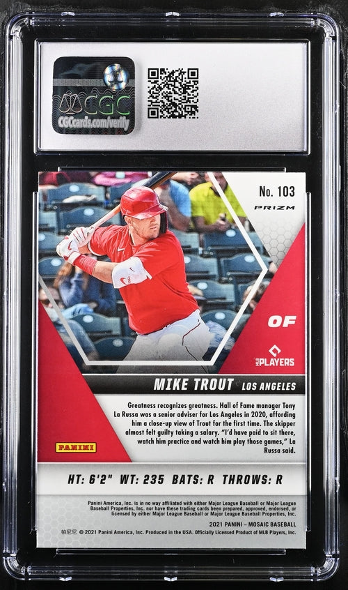 2021 Panini Mosaic Reactive Blue #103 Mike Trout CGC 10