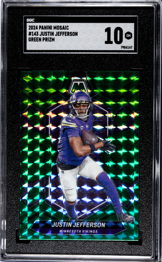 2024 Panini Mosaic Green Prizm #143 Justin Jefferson SGC 10