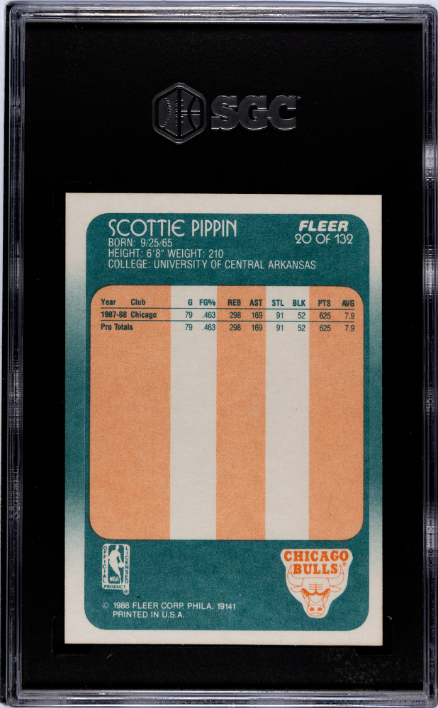 1988 Fleer #20 Scottie Pippen SGC 9.5 (Rookie)