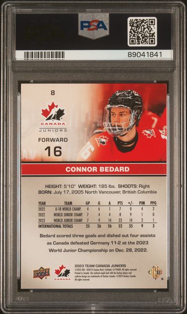 2023-24 Upper Deck Team Canada Juniors #8 Connor Bedard PSA 10 | Eastridge Sports Cards