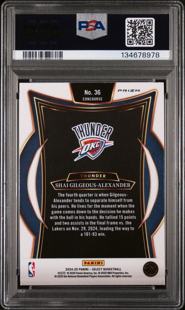 2024-24 Panini Select Tiger Prizm #36 Shai Gilgeous-Alexander PSA 9