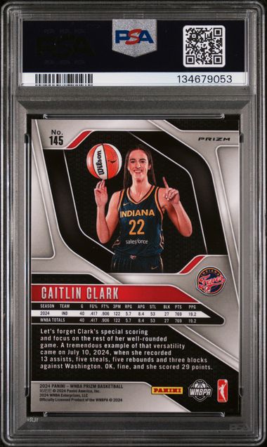 2024 Panini Prizm WNBA Orange Velocity #145 Caitlin Clark PSA 9 (Rookie)