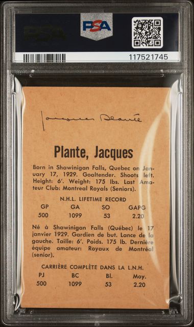 1962-63 Parkhurst #49 Jacques Plante PSA 4