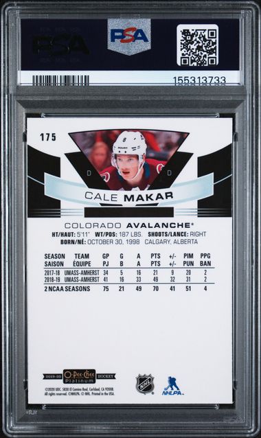 2019-20 O-Pee-Chee Platinum #175 Cale Makar PSA 9 (Rookie)