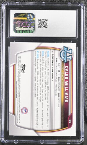 2022 Bowman University Chrome #50 Caleb Williams CGC 10