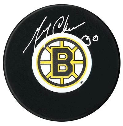 Gerry Cheevers Autographed Boston Bruins Puck (COJO Sports)