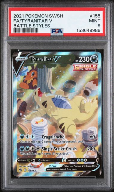 2021 Pokemon Battle Styles #155 Tyranitar V - Full Art PSA 9