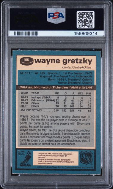 1981-82 O-Pee-Chee #106 Wayne Gretzky PSA 5