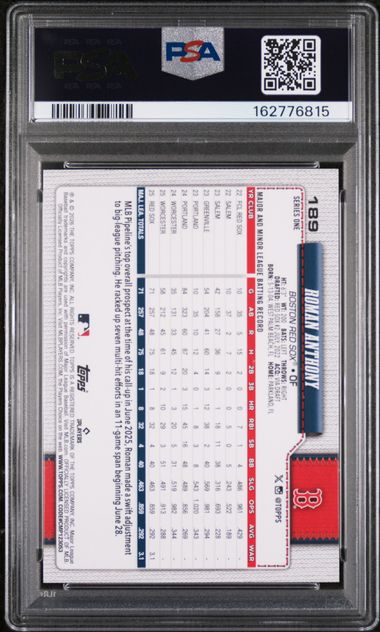 2026 Topps #189 Roman Anthony PSA 10 (Rookie)