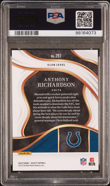 2023 Panini Select #297 Anthony Richardson PSA 10 (Rookie)