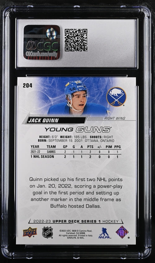 2022-23 Upper Deck #204 Jack Quinn CGC 9.5 (Rookie)